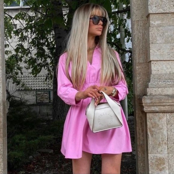 BLOGGER'S FAVE! Zara Barbie Pink Short Dress NWT - Picture 8 of 16